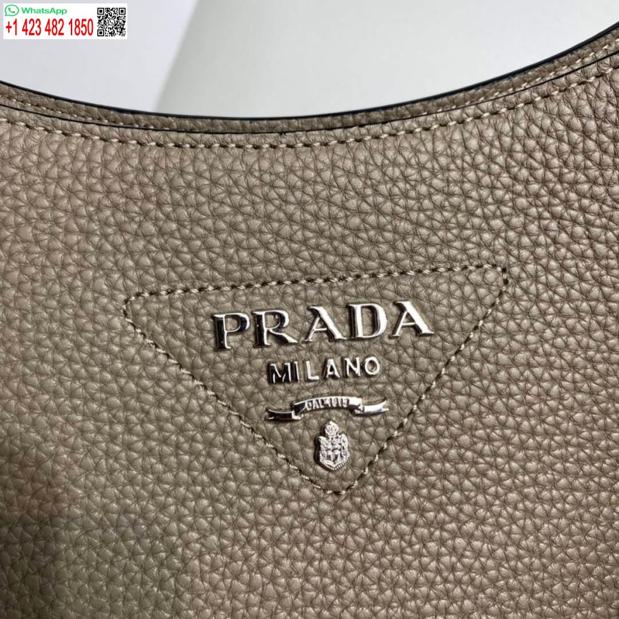 ρεπλίκα Prada δερμάτινη τσάντα Hobo 1bc073 γκρι πηλό
