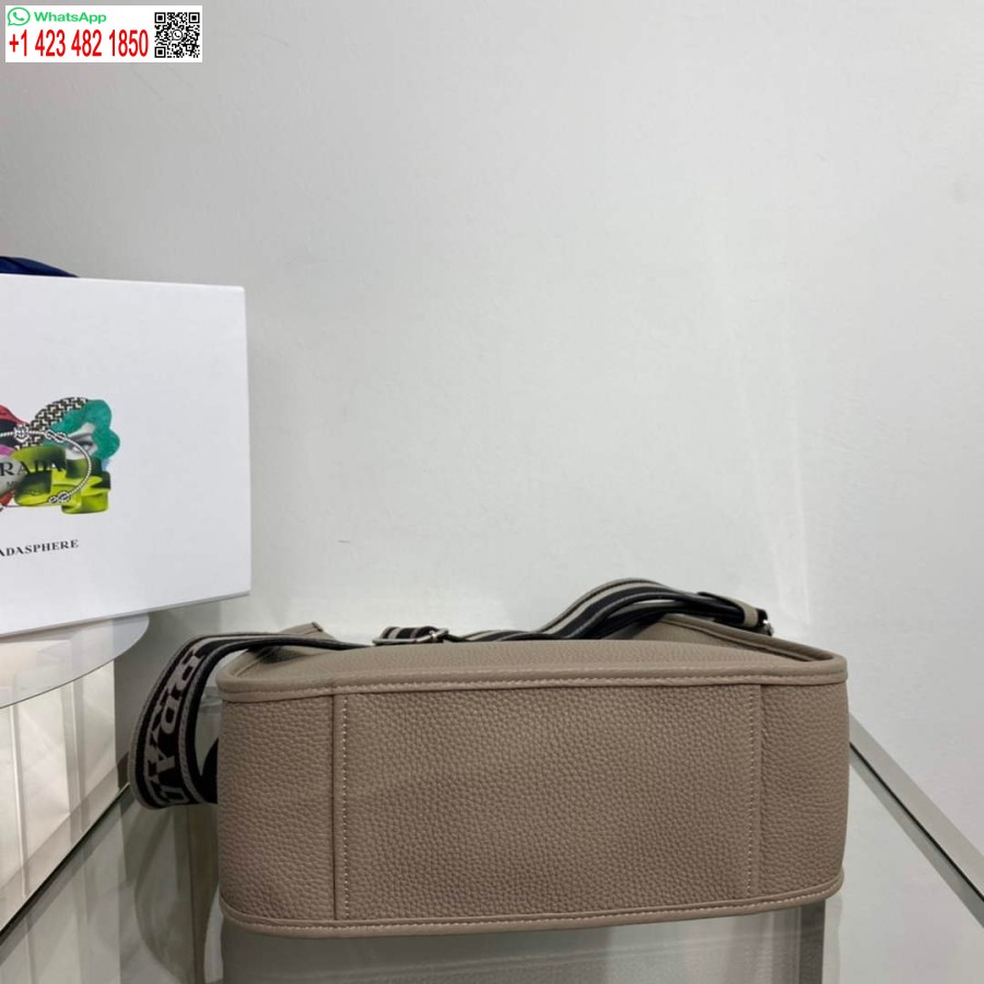 ρεπλίκα Prada δερμάτινη τσάντα Hobo 1bc073 γκρι πηλό