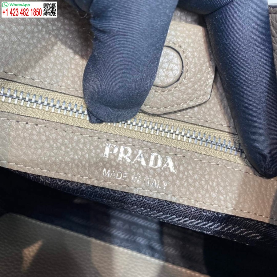 ρεπλίκα Prada δερμάτινη τσάντα Hobo 1bc073 γκρι πηλό