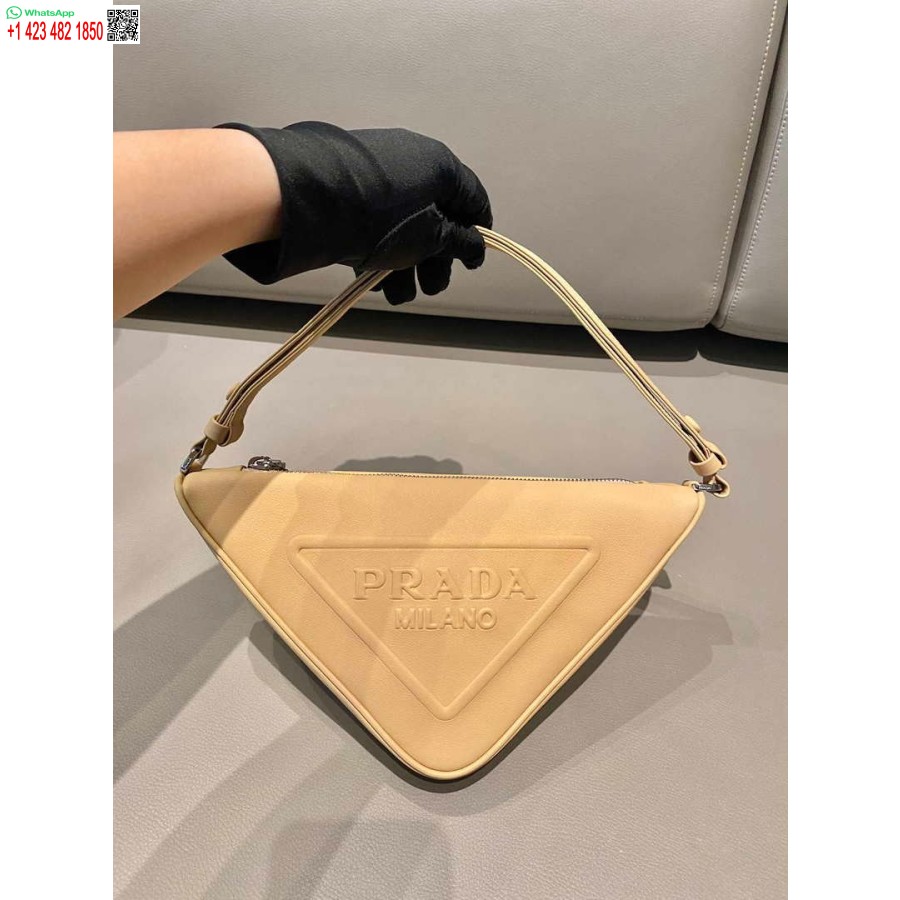 ρεπλίκα Prada 1nq043 τρίγωνο δερμάτινο πουγκί βερίκοκο