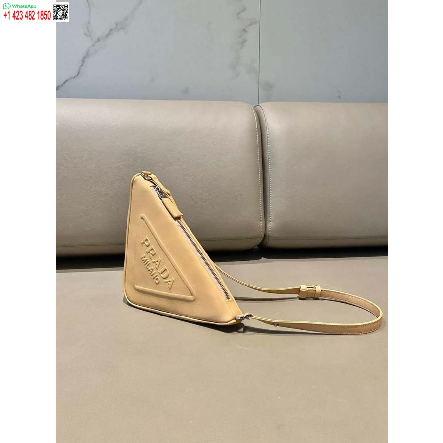 ρεπλίκα Prada 1nq043 τρίγωνο δερμάτινο πουγκί βερίκοκο