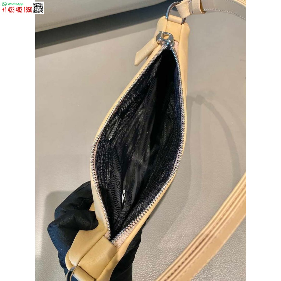 ρεπλίκα Prada 1nq043 τρίγωνο δερμάτινο πουγκί βερίκοκο