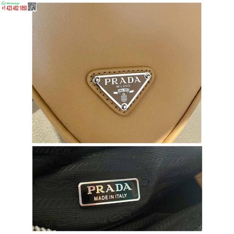 ρεπλίκα Prada 1nq043 τρίγωνο δερμάτινο πουγκί βερίκοκο