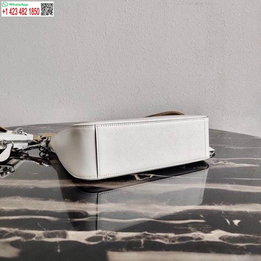 Replik Prada 1bh204 Prada Re-Edition 2005 Saffiano-Ledertasche In Weiß-Silber