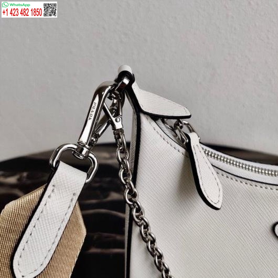 Replik Prada 1bh204 Prada Re-Edition 2005 Saffiano-Ledertasche In Weiß-Silber