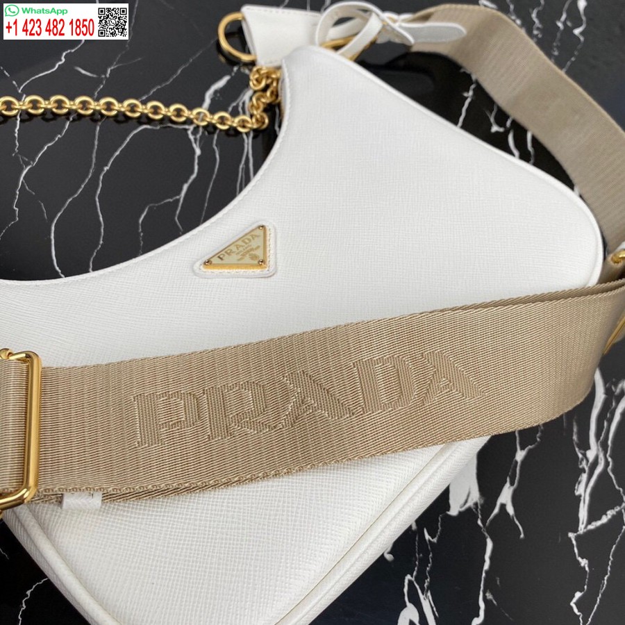 Replik Prada 1bh204 Prada Re-Edition 2005 Saffiano-Ledertasche In Weiß