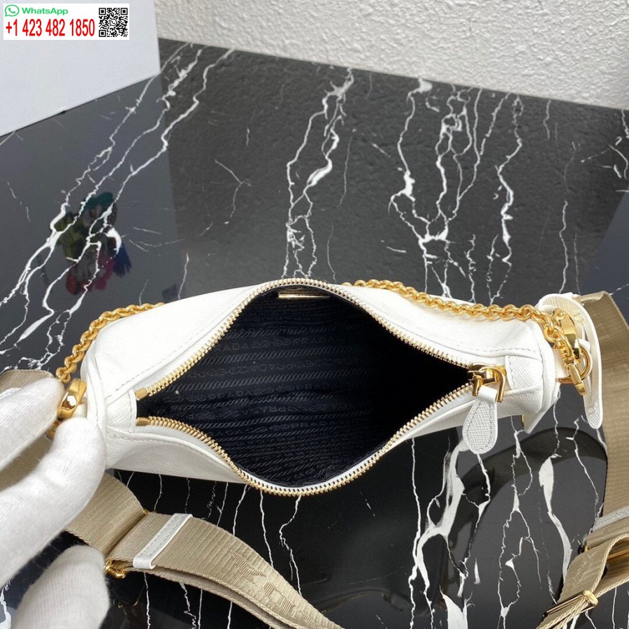 Replik Prada 1bh204 Prada Re-Edition 2005 Saffiano-Ledertasche In Weiß