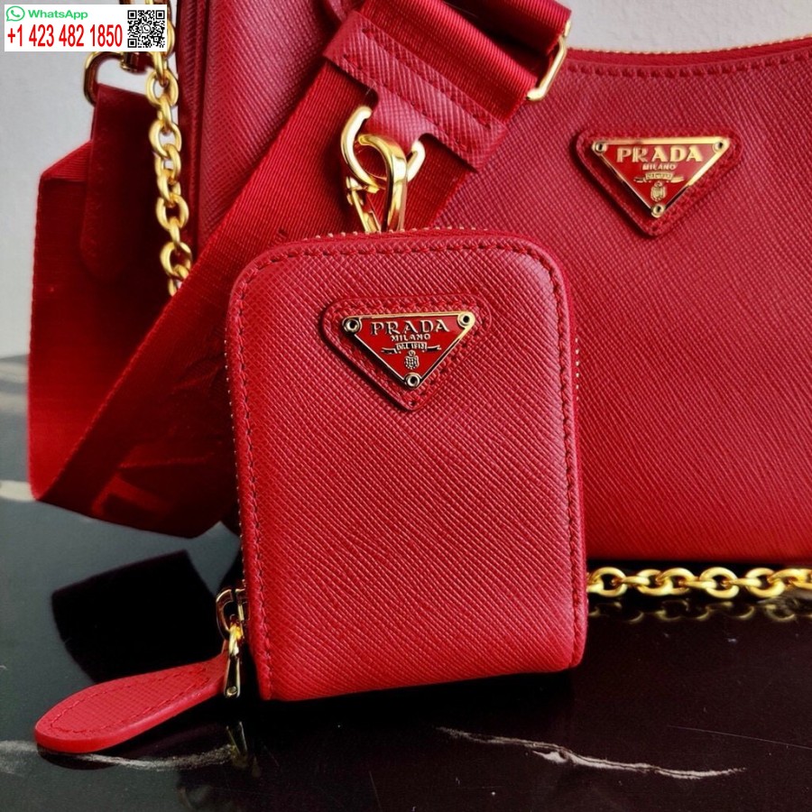 Replika Prada 1bh204 Prada Re-edition 2005 Saffiano Bőrtáska Piros Színben