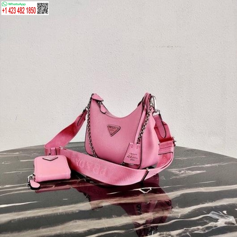 کیف چرمی Saffiano ماکت 1bh204 Prada Reedition 2005 به رنگ صورتی