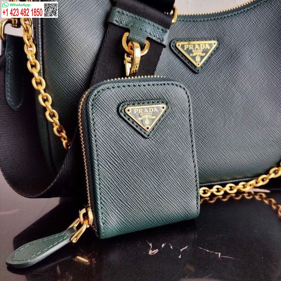 Replica Prada 1bh204 Prada Re-edition 2005 Saffiano δερμάτινη τσάντα σε σκούρο πράσινο