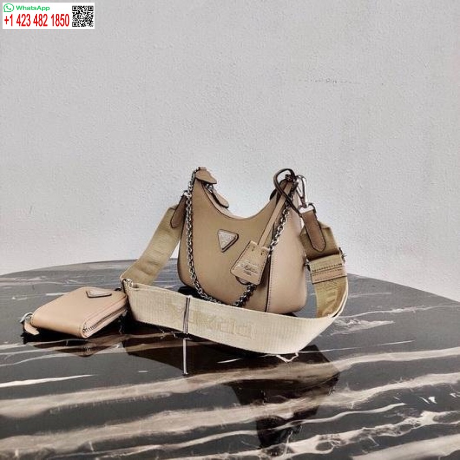 Replika Prada 1bh204 Prada Reedice 2005 Kožená Taška Saffiano V Meruňkově Stříbrné Barvě