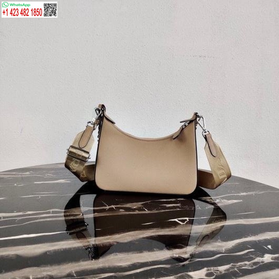 Replika Prada 1bh204 Prada Reedice 2005 Kožená Taška Saffiano V Meruňkově Stříbrné Barvě