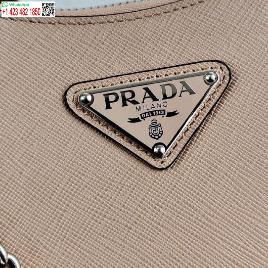 Replika Prada 1bh204 Prada Reedice 2005 Kožená Taška Saffiano V Meruňkově Stříbrné Barvě