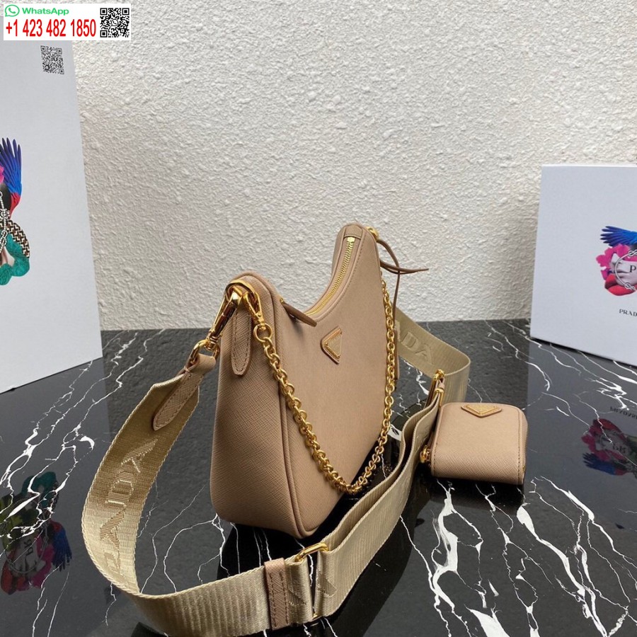 Replica Prada 1bh204 Prada Re-edition 2005 Saffiano Lædertaske I Abrikos
