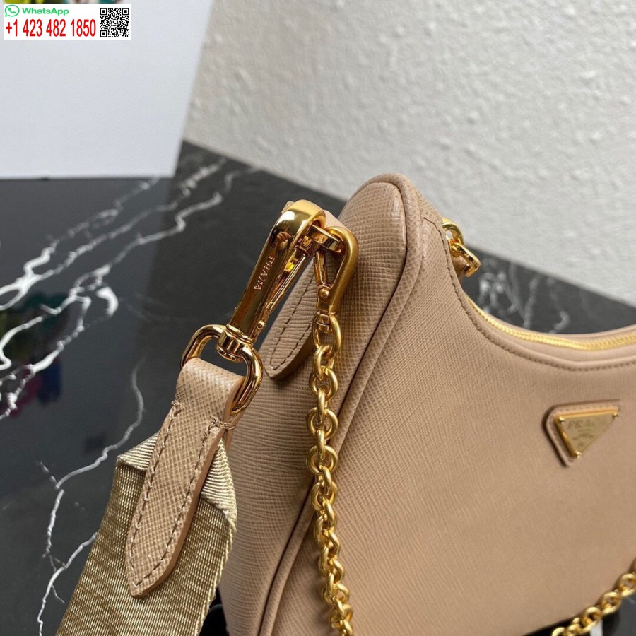 Replica Prada 1bh204 Prada Re-edition 2005 Saffiano Lædertaske I Abrikos