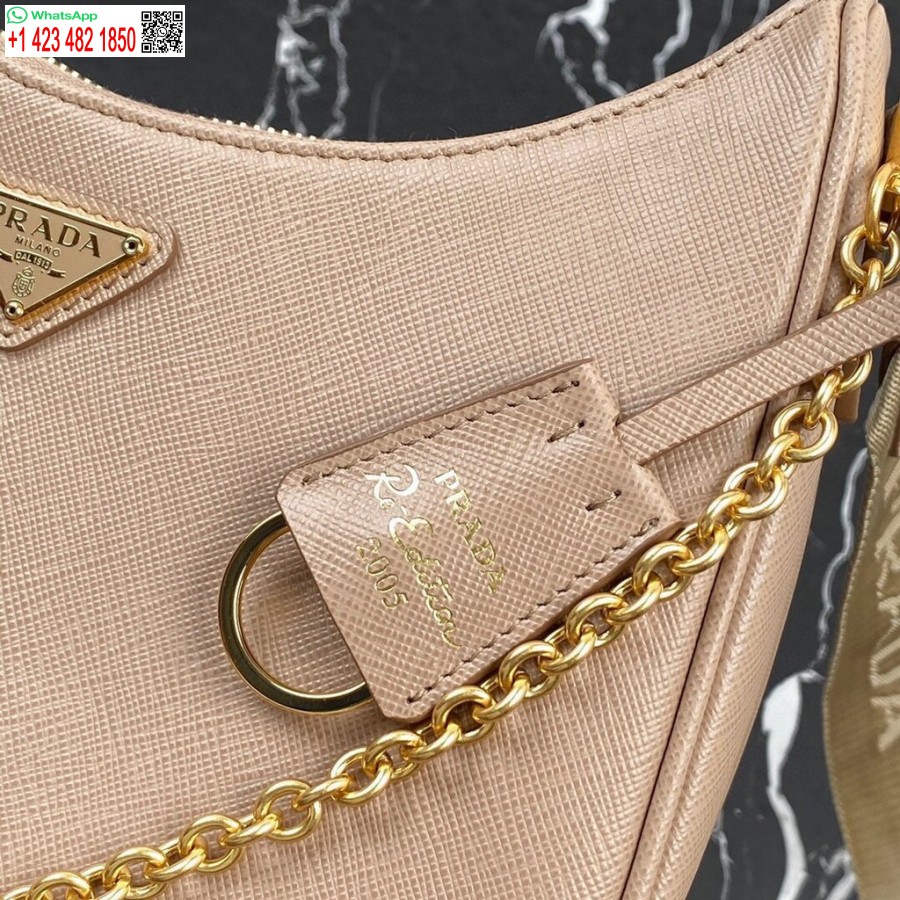 Replica Prada 1bh204 Prada Re-edition 2005 Saffiano Lædertaske I Abrikos