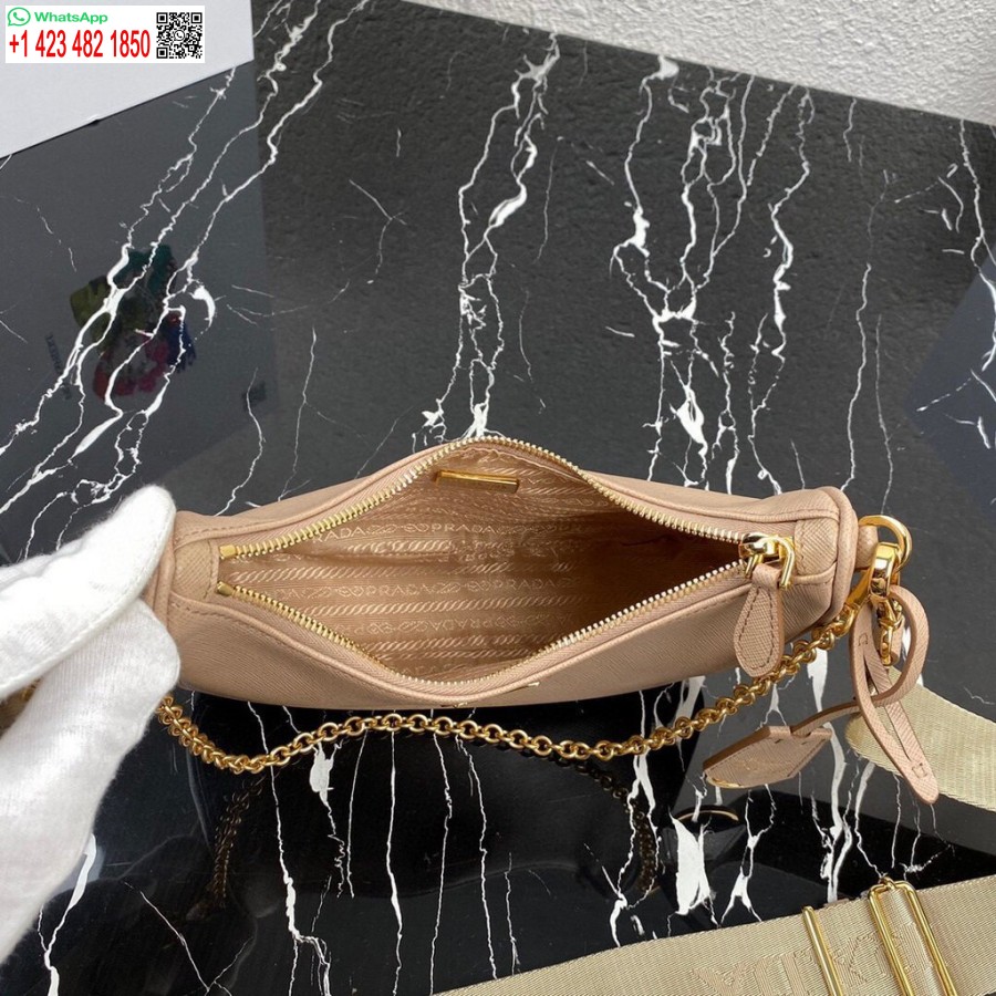 Replica Prada 1bh204 Prada Re-edition 2005 Saffiano Lædertaske I Abrikos