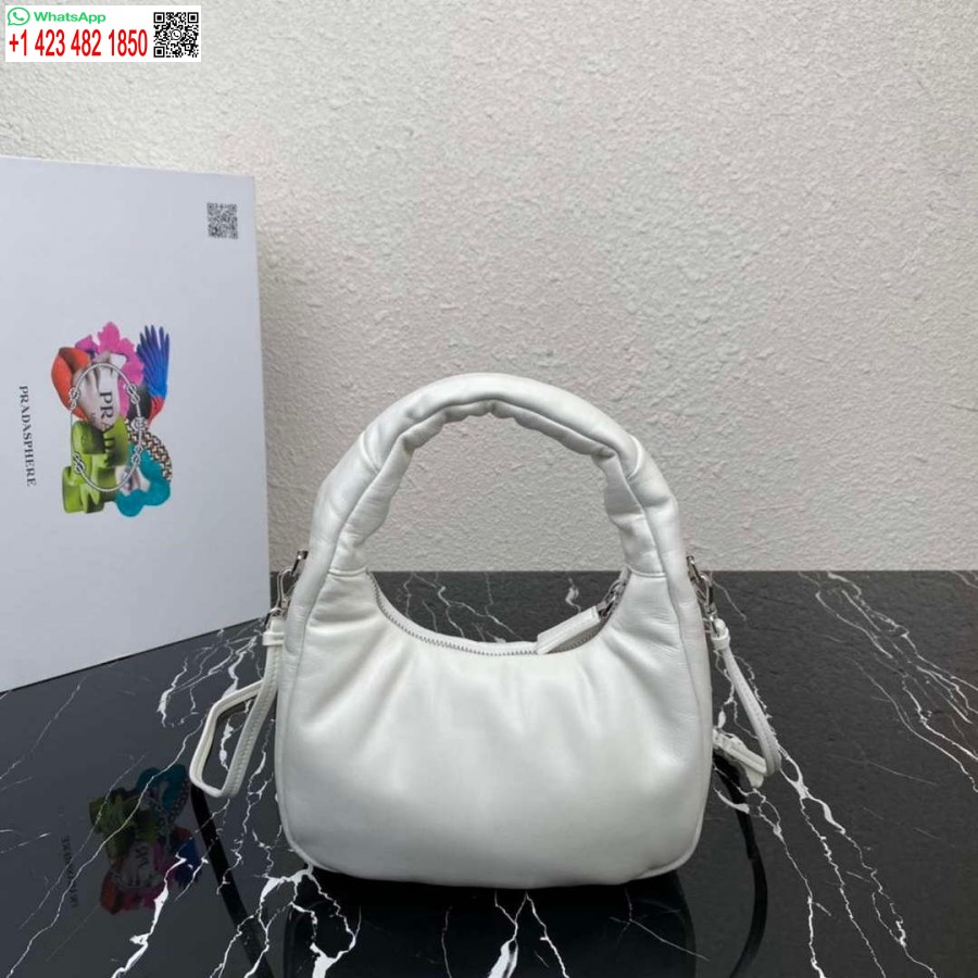 Replika Prada 1ba384 Prada Měkká Polstrovaná Mini Taška Nappa Kůže Bílá
