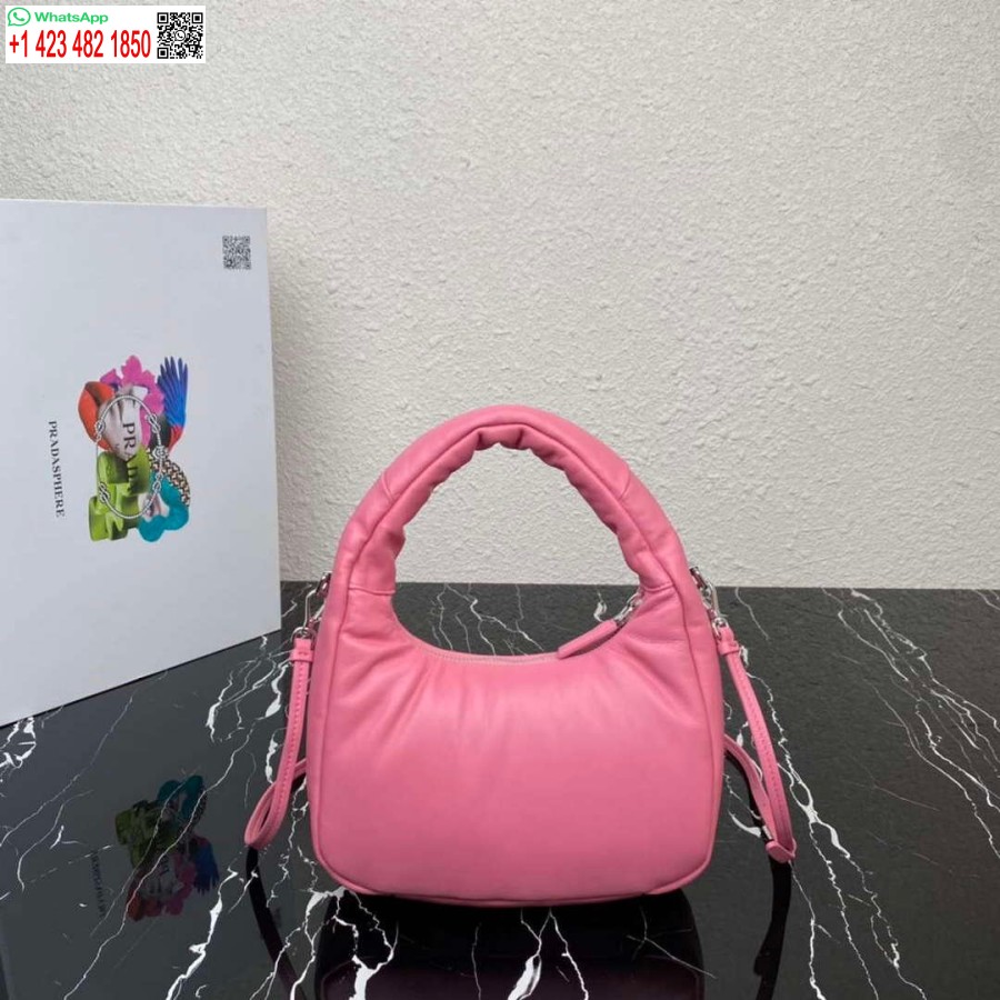 Replika Prada 1ba384 Prada Měkká Polstrovaná Mini Taška Nappa Kůže Růžová