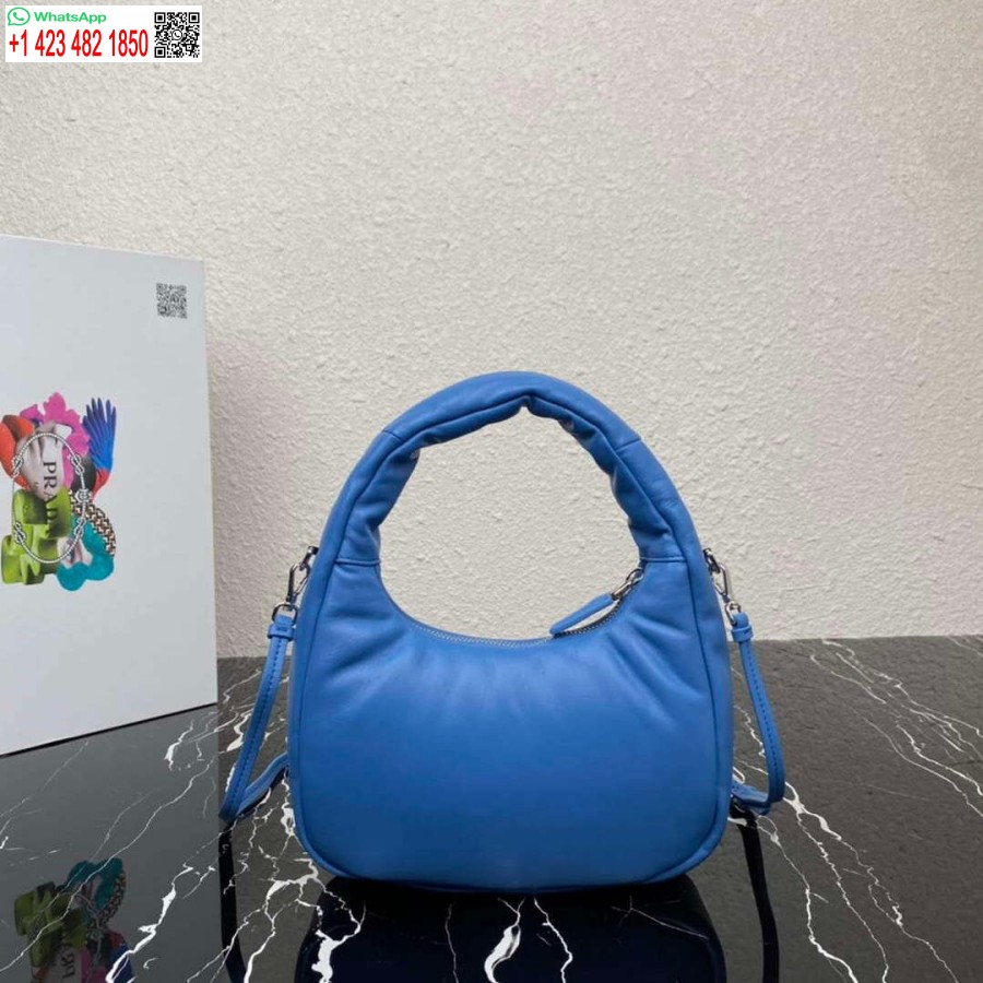 Replika Prada 1ba384 Prada Měkká Polstrovaná Mini Taška Nappa Kůže Světle Modrá