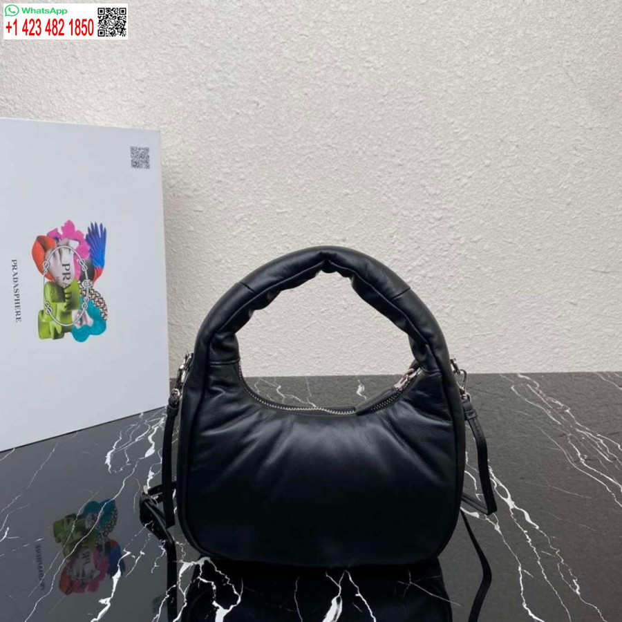 Replika Prada 1ba384 Prada Měkká Polstrovaná Mini Taška Nappa Kůže černá