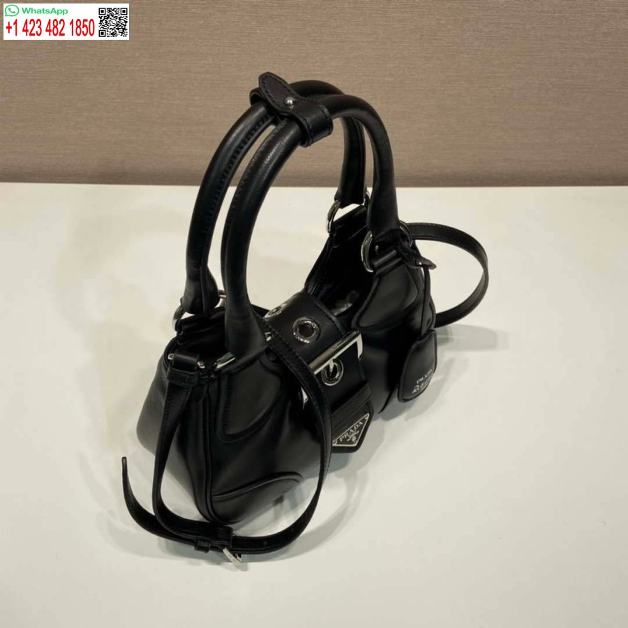 Replica Prada 1ba368 Moon Paminkštintas Nappa Odinis Krepšys Juodas