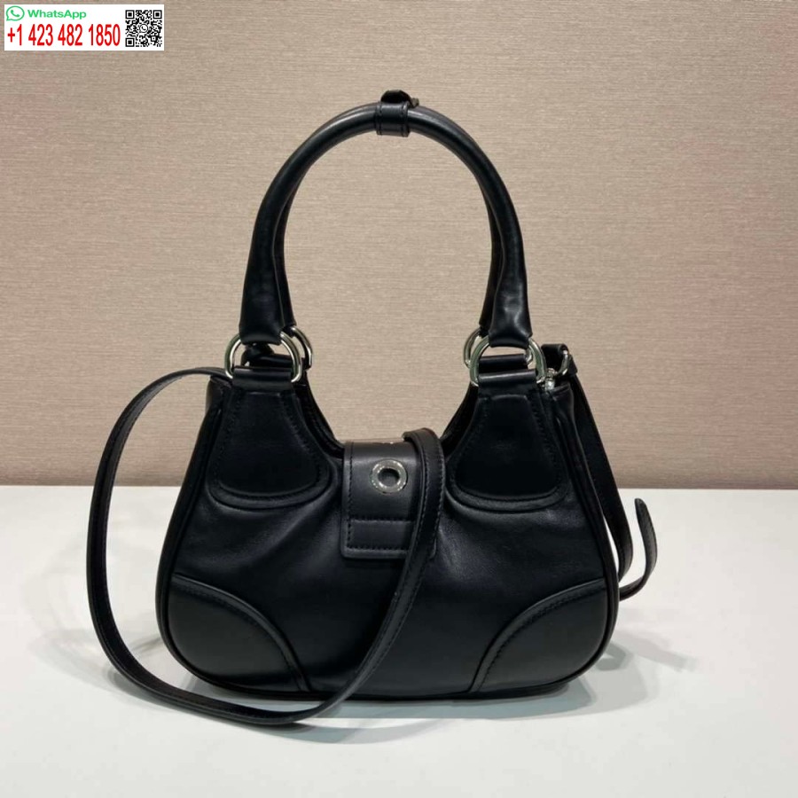 Replica Prada 1ba368 Moon Paminkštintas Nappa Odinis Krepšys Juodas