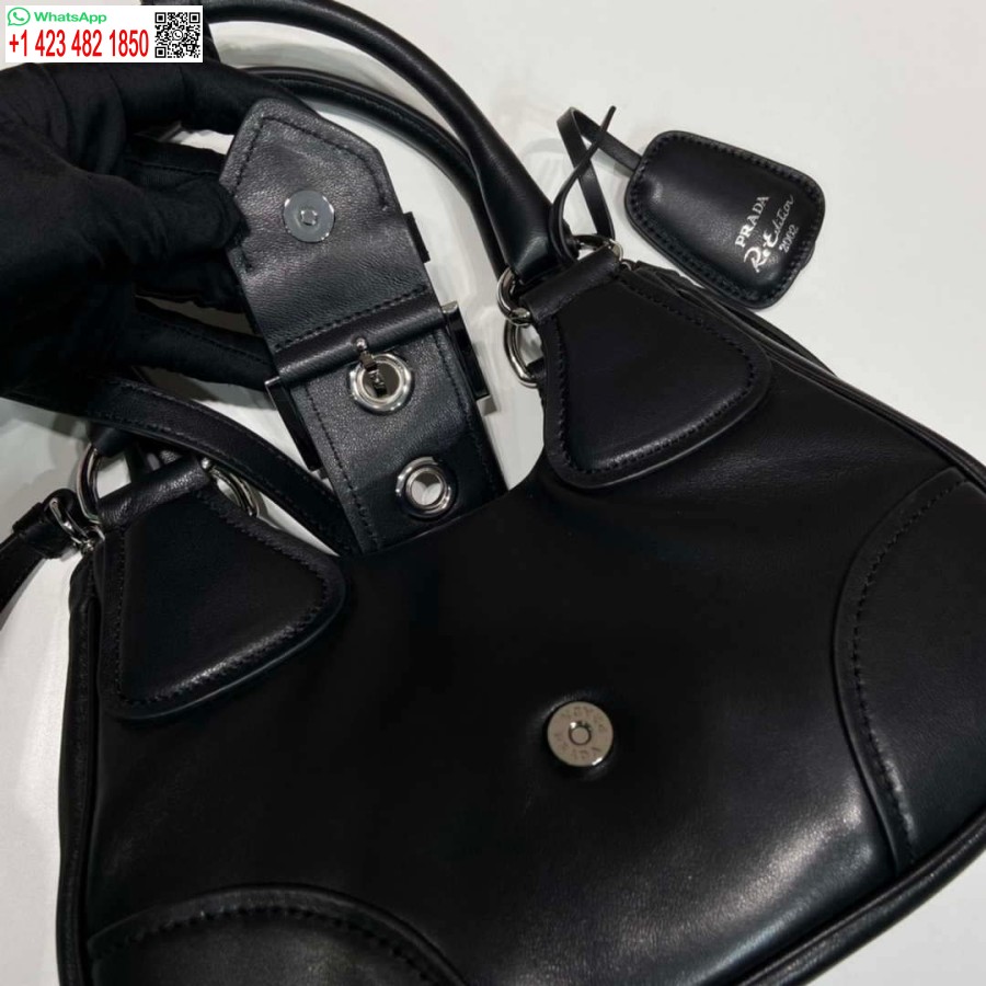 Replica Prada 1ba368 Moon Paminkštintas Nappa Odinis Krepšys Juodas
