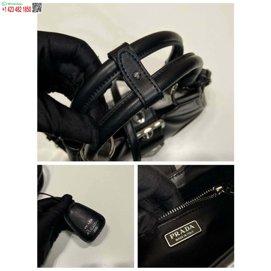 Replica Prada 1ba368 Moon Paminkštintas Nappa Odinis Krepšys Juodas