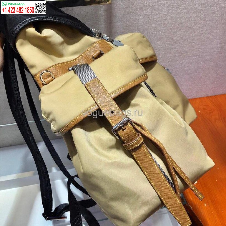 Ρεπλίκα Prada 2vz074 νάιλον τσάντα πλάτης σε καφέ χρώμα