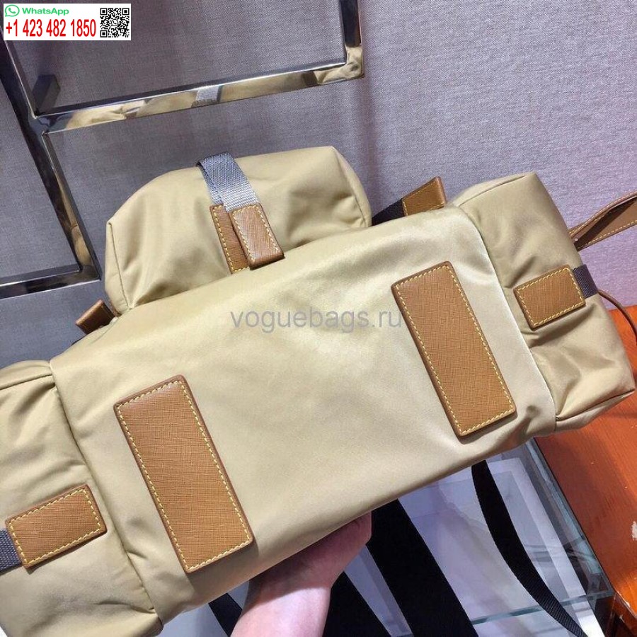 Ρεπλίκα Prada 2vz074 νάιλον τσάντα πλάτης σε καφέ χρώμα