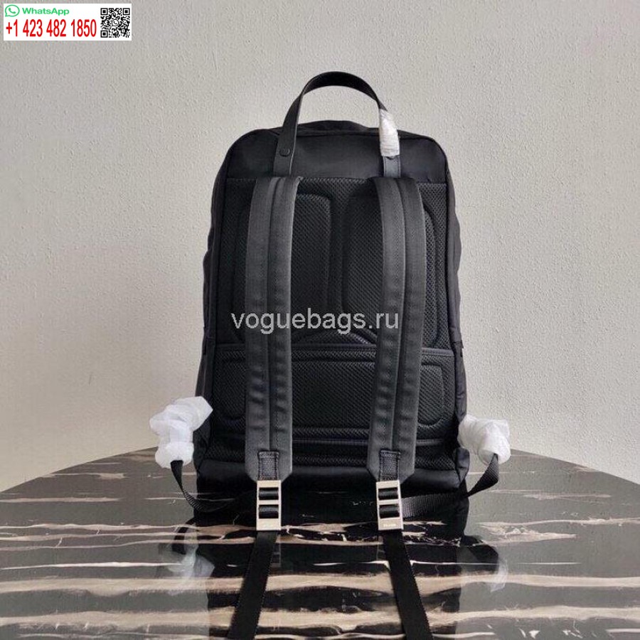 Черная сумка-рюкзак из нейлона и сафьяновой кожи Prada 2vz048