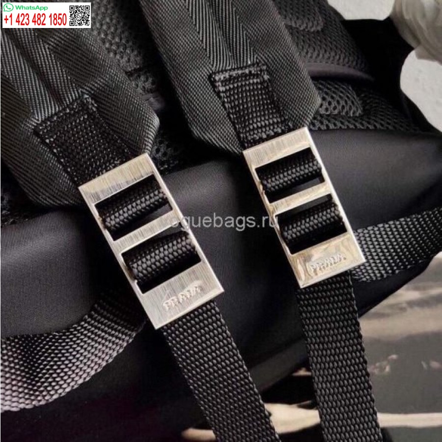 Черная сумка-рюкзак из нейлона и сафьяновой кожи Prada 2vz048