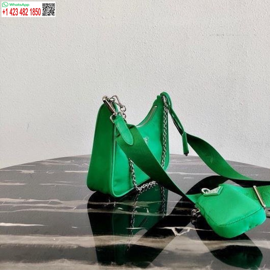 Réplica Prada 1bh204 Reedición Prada 2005 Bolso De Nailon Verde