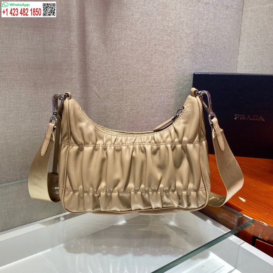 Replica Prada 1bh204 Minilaukut Prada Crossbody Nahkalaukku Aprikoosissa