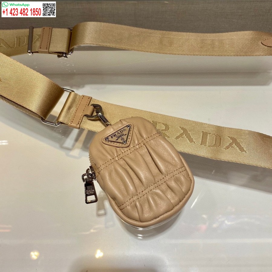 Replica Prada 1bh204 Minilaukut Prada Crossbody Nahkalaukku Aprikoosissa