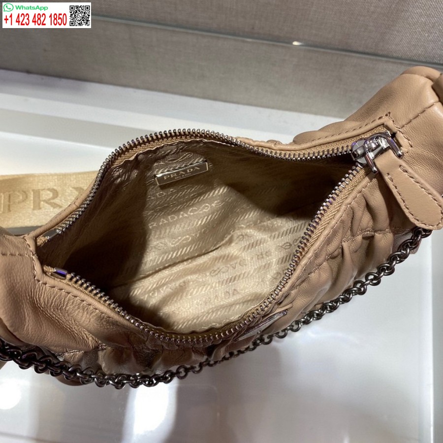 Replica Prada 1bh204 Minilaukut Prada Crossbody Nahkalaukku Aprikoosissa