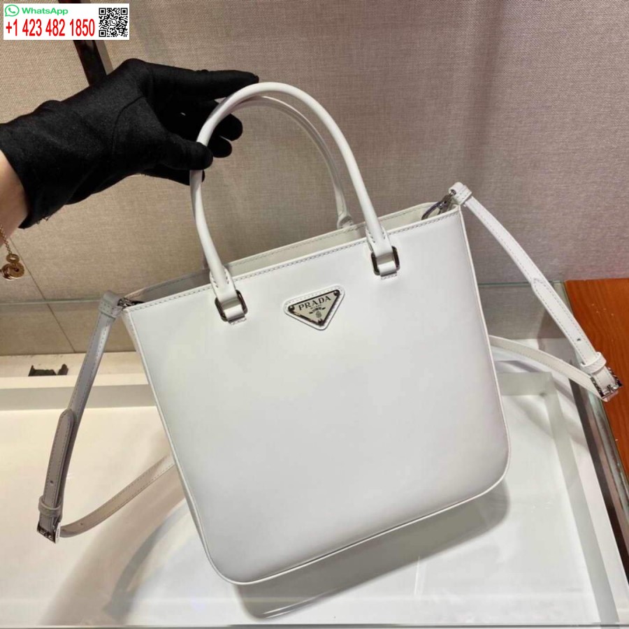 Ρεπλίκα Prada 1ba330 δερμάτινη τσάντα Tote λευκή