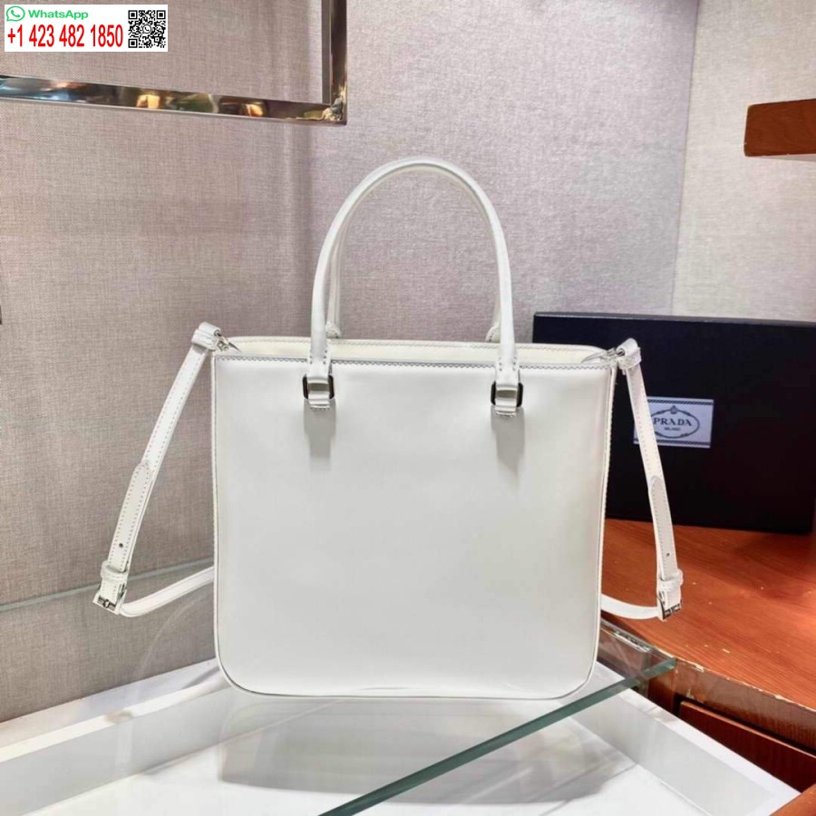 Ρεπλίκα Prada 1ba330 δερμάτινη τσάντα Tote λευκή