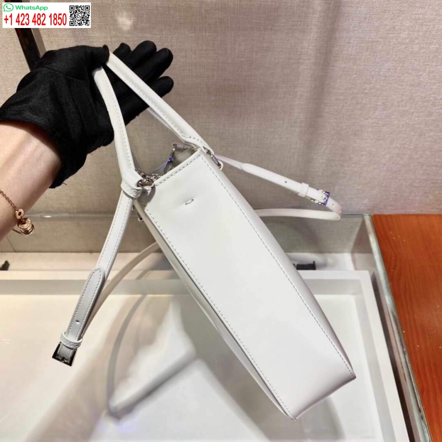 Ρεπλίκα Prada 1ba330 δερμάτινη τσάντα Tote λευκή