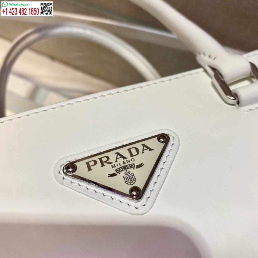 Ρεπλίκα Prada 1ba330 δερμάτινη τσάντα Tote λευκή