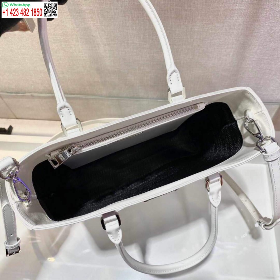 Ρεπλίκα Prada 1ba330 δερμάτινη τσάντα Tote λευκή