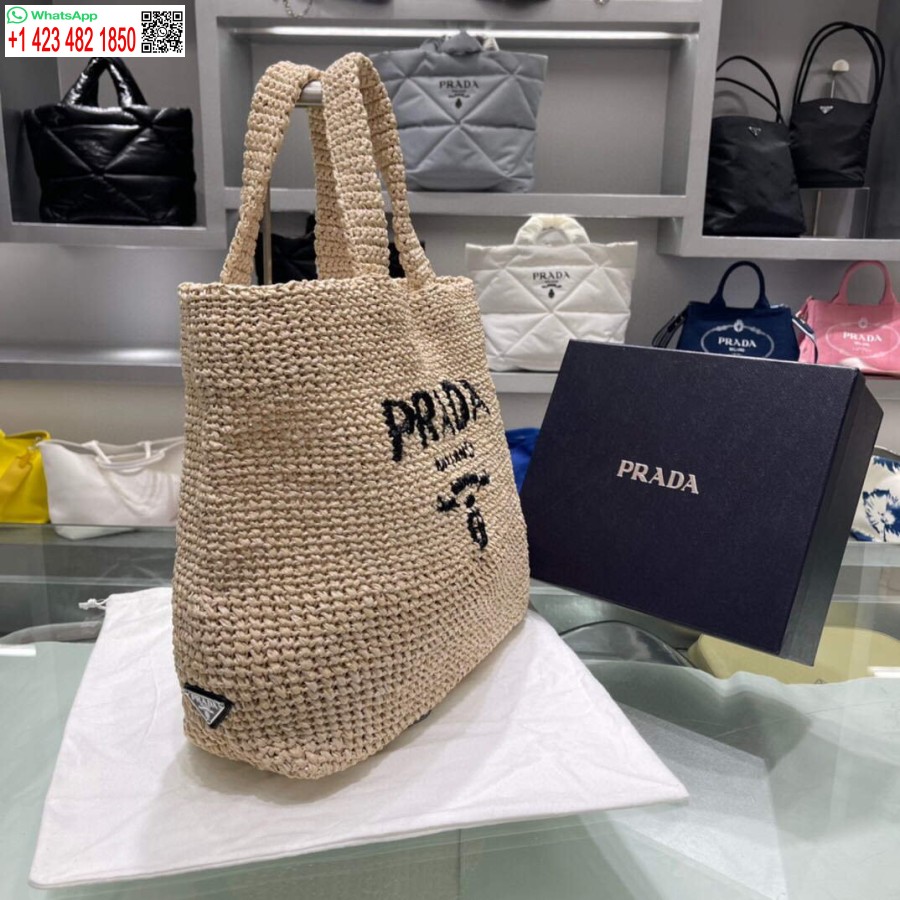 Replica Prada Piccola Borsa Tote In Rafia 1bg422 Albicocca