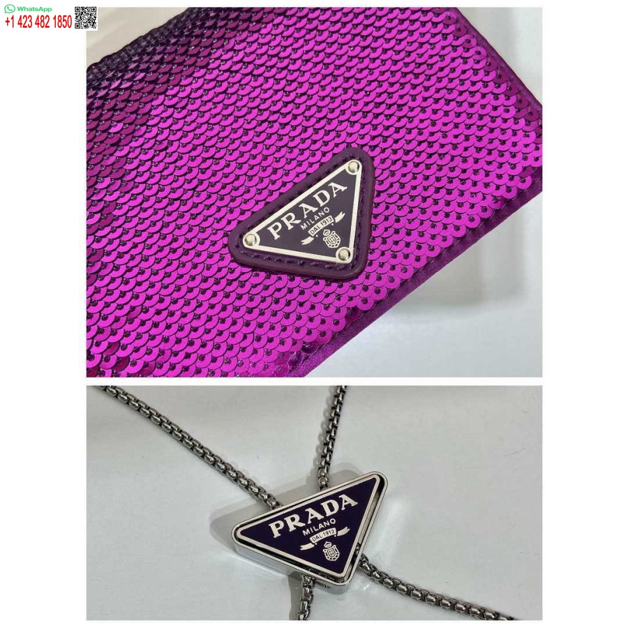 ρεπλίκα Prada πούλιες με καρφίτσα με λουράκι ώμου 1mr024 μωβ