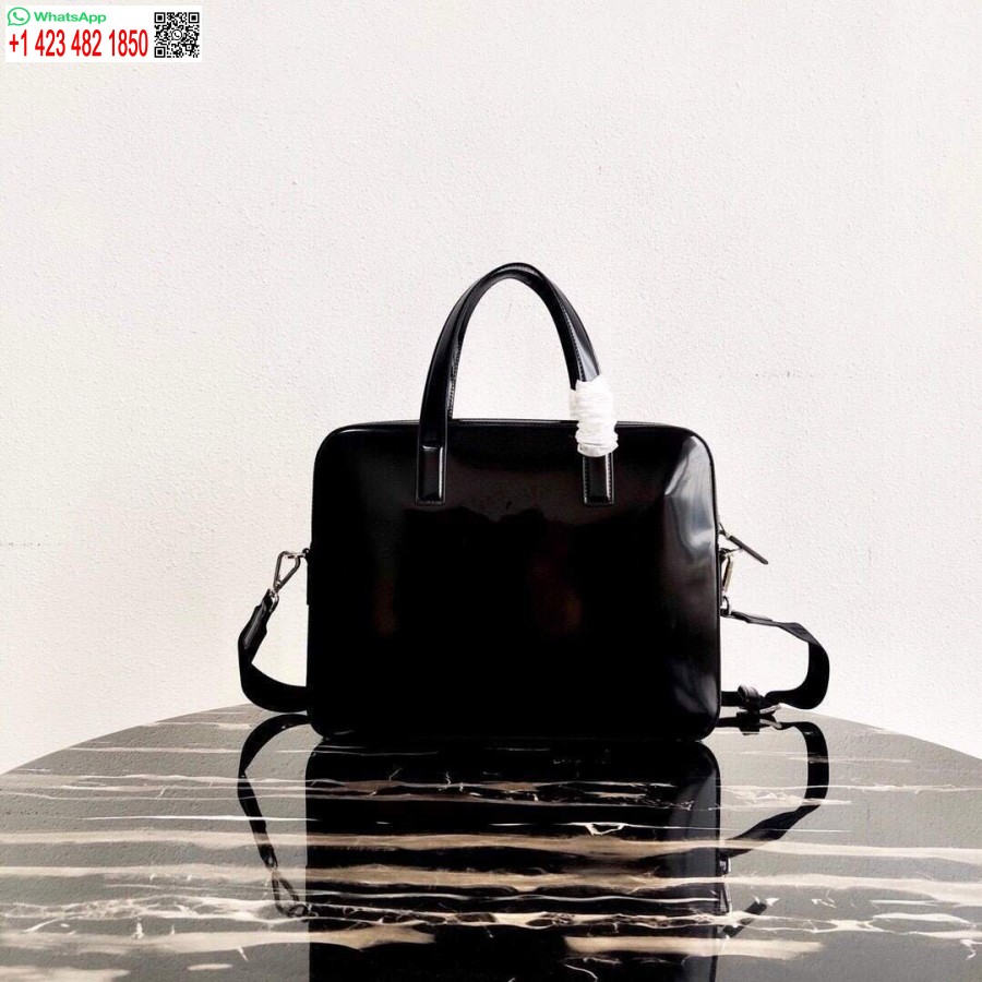 Ρεπλίκα Prada Saffiano δερμάτινη τσάντα χαρτοφύλακα 2ve368 μαύρη