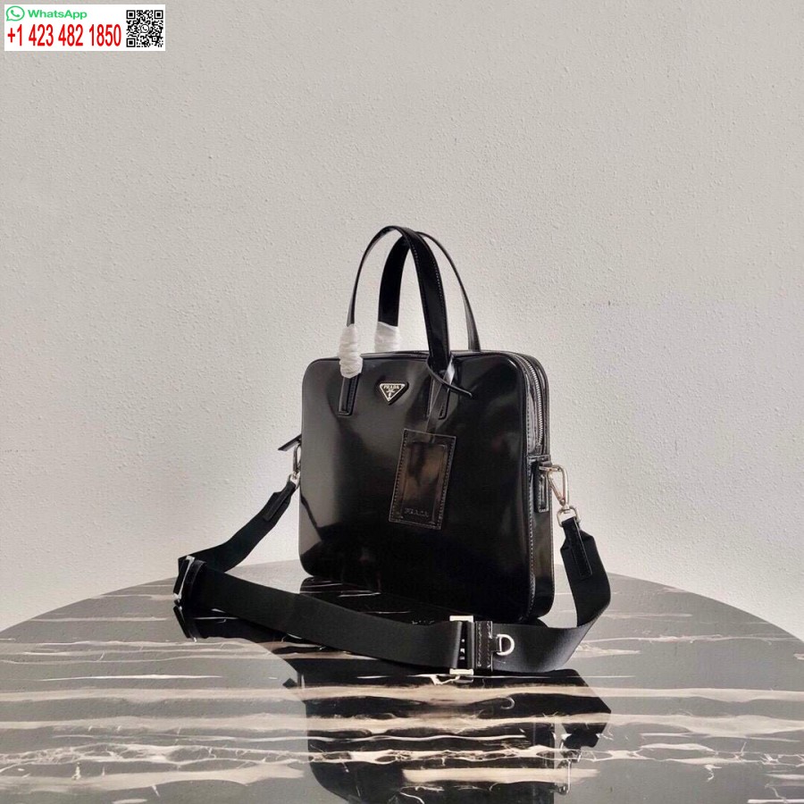 Ρεπλίκα Prada Saffiano δερμάτινη τσάντα χαρτοφύλακα 2ve368 μαύρη