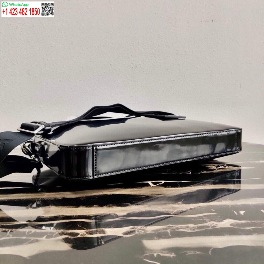 Ρεπλίκα Prada Saffiano δερμάτινη τσάντα χαρτοφύλακα 2ve368 μαύρη