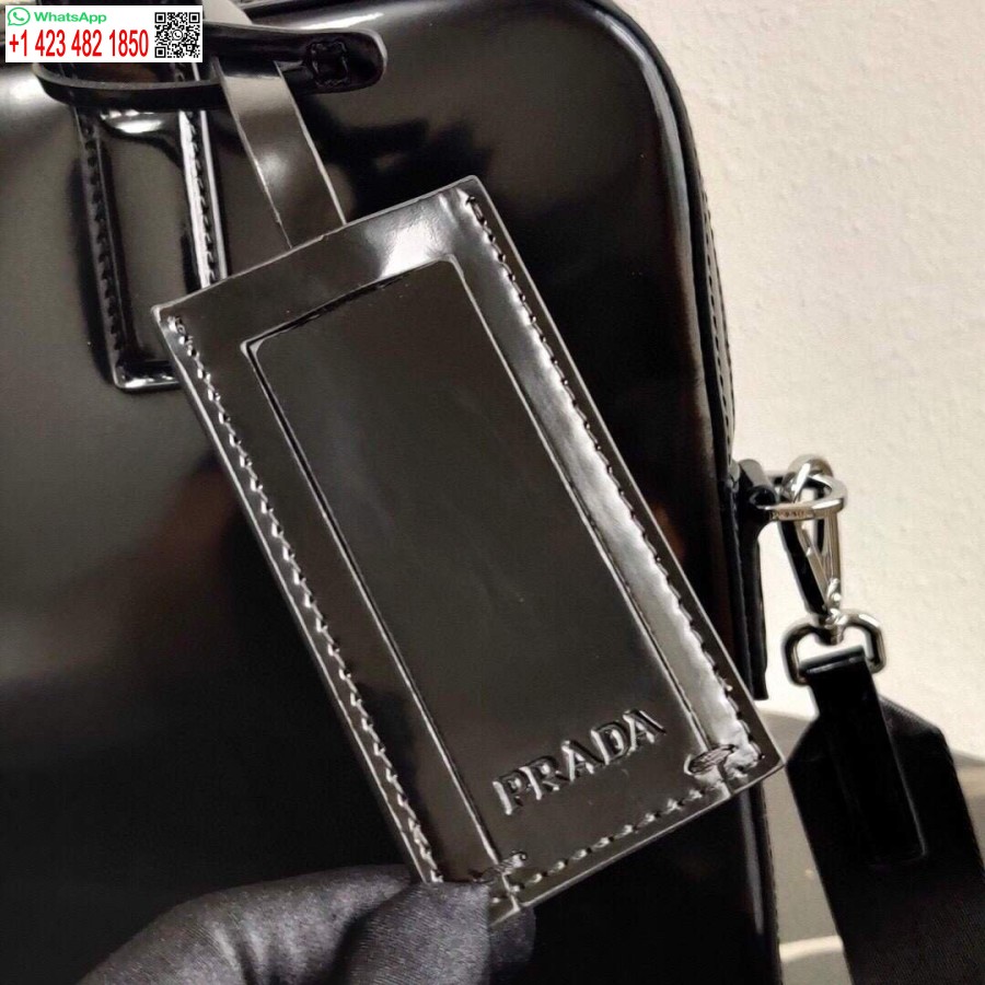 Ρεπλίκα Prada Saffiano δερμάτινη τσάντα χαρτοφύλακα 2ve368 μαύρη