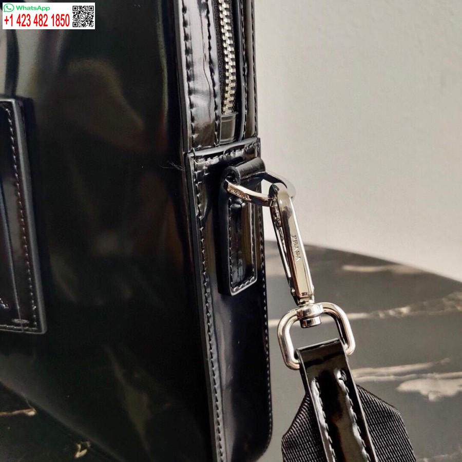 Ρεπλίκα Prada Saffiano δερμάτινη τσάντα χαρτοφύλακα 2ve368 μαύρη