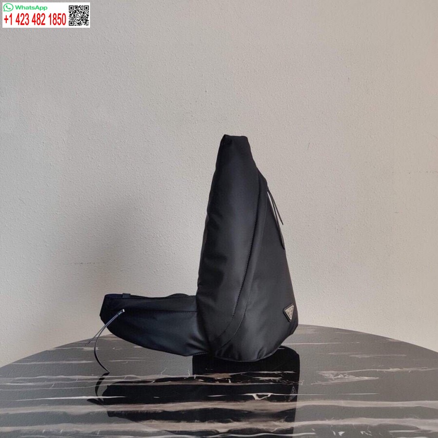 Replika-Rucksack Aus Re-Nylon Und Leder Von Prada 2VZ092 In Schwarz